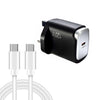 Fuente de alimentación GaN de 120 W con tecnología PD48 y puerto USB-C para portátiles, con cable de datos USB-C a USB-C y enchufe para el Reino Unido (negro)
