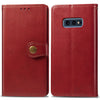 Estuche de cuero con protección para teléfono móvil con hebilla de cuero de color sólido retro con marco de fotos y ranura para tarjeta y función de billetera y soporte para Galaxy S10e (rojo)