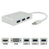Adaptador de concentrador USB C a HDMI VGA USB 5 en 1 Convertidor USB 3.1 para computadora portátil para MacBook, ChromeBook Pixel, Huawei MateBook