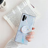 Estuche protector para teléfono móvil colorido de mármol con láser brillante de TPU con soporte plegable para Galaxy Note10 + (blanco)