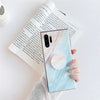 Estuche para teléfono móvil IMD de mármol liso de TPU con soporte plegable para Galaxy Note 10+ (azul A7)