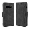 Estuche de cuero con diseño de becerro Skin Feel estilo billetera para Galaxy S10 +, con ranura para tarjeta separada (negro)