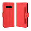 Estuche de cuero con diseño de becerro Skin Feel estilo billetera para Galaxy S10 +, con ranura para tarjeta separada (rojo)