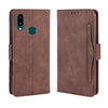 Para Galaxy A10s Estuche de cuero con diseño de pantorrilla y piel estilo billetera con ranura para tarjeta separada (marrón)