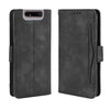 Para Galaxy A80 / A90 Estuche de cuero con diseño de pantorrilla, estilo billetera, con ranura para tarjeta separada (negro)