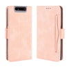Para Galaxy A80 / A90 Estuche de cuero con patrón de piel de becerro estilo billetera, con ranura para tarjeta separada (rosa)