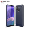 Para Galaxy M30s Carcasa de TPU de fibra de carbono con textura cepillada (azul marino)
