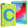 Para iPad Air / Air2 / Pro9.7 EVA + PC Carcasa protectora plana con soporte giratorio de 360 ° (verde hierba + azul)