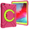 Para iPad Air / Air2 / Pro9.7 EVA + PC Carcasa protectora plana con soporte giratorio de 360 ° (rosa roja + verde hierba)