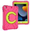 Para iPad 10.2 Carcasa protectora plana EVA + PC con soporte giratorio de 360 ° (rosa roja + verde hierba)