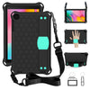 Para GalaxyTab A 10.1 (2019) T510 Diseño de panal EVA + PC Carcasa protectora plana anticaída de cuatro esquinas con correas (Negro + Aqua)