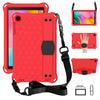 Para GalaxyTab A 10.1 (2019) T510 Diseño de panal EVA + PC Carcasa protectora plana anticaída de cuatro esquinas con correas (rojo + negro)
