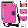 Para GalaxyTab A 10.1 (2019) T510 Diseño de panal EVA + PC Carcasa protectora plana anticaída de cuatro esquinas con correas (Rosa roja + Negro)