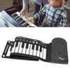 Piano portátil enrollado a mano de 49 teclas con cuerno para niños principiantes para practicar el piano electrónico (negro elegante)