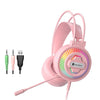 Pantsan PSH-400 USB CABEZA CABEZA LUMINOUSH RGB Auriculares con cable, Especificación: 3,5 mm rosa