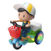 Coche de juguete de dibujos animados giratorio de triciclo eléctrico universal con música ligera, entrega de color aleatorio (niño)