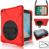 Cubierta protectora de silicona de rotación de 360 grados con soporte y correa de mano y correa larga para iPad 5 / iPad Air (rojo)