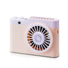 Mini ventilador portátil de carga USB para cámara, ventilador pequeño con cuello colgante (rosa)