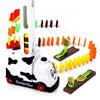 Puzzle Domino Coche Tren eléctrico con sonido y música ligera Licencia automática Coche eléctrico Juguete (Vaca blanca)