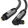 EMK Cable de audio óptico de malla tejida de nailon con enchufe giratorio de 360 grados en ángulo recto ajustable giratorio de 90 grados, longitud del cable: 15 m (negro)