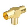 TV macho a 2x hembra conector de antena aérea adaptador de cable coaxial
