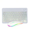Teclado y ratón Bluetooth colorido de 10 pulgadas RGB para teléfono móvil / tableta (blanco)