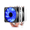 Computadora de escritorio 6 Tubo de cobre CPU Radiador Súper silencioso Luz azul Ventilador doble de 3 pines
