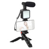 Kit-01lm 3 en 1 Toma de video LED Luz trípode portátil micrófono vivo, especificación: Modelos de batería