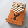 Piano de tono portátil Kalimba de 17 tonos, estilo: ciervos clásicos de caoba