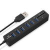 Multi USB 2.0 Hub USB Splitter de alta velocidad 6 puertos con lector de tarjetas TF SD (negro)