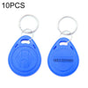 10 PCS 125KHz TK / EM4100 Llavero con chip de tarjeta de identificación de proximidad (azul)