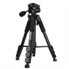 Q111 Soporte de trípode de aleación de aluminio de transmisión en vivo con patas plegables de 4 secciones con cabezales de trípode de amortiguación tridimensional (negro)