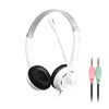DANYIN DT326 Computadora de escritorio montada en la cabeza Auriculares con cable de aprendizaje para niños con micrófono, Longitud del cable: 1.8 m, Estilo: 3.5 mm Dos orificios (Blanco)