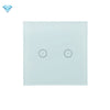 Interruptor de panel táctil de pared Wifi Control por voz Control remoto del teléfono móvil, Modelo: Blanco 2 Gang (Zero Firewire Wifi)