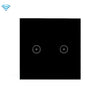 Interruptor de panel táctil de pared Wifi Control por voz Control remoto del teléfono móvil, Modelo: Black 2 Gang (Zero Firewire Wifi)