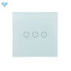 Interruptor de panel táctil de pared Wifi Control por voz Control remoto del teléfono móvil, Modelo: Blanco 3 Gang (Zero Firewire Zigbee)