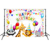 Paño de fondo de fotografía de dibujos animados de animales de fiesta de tema de cumpleaños de niños de 2,1 mx 1,5 m