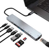 WC7367 8 en 1 87W Tipo-C a PD+USB3.0/USB2.0+SD+TF+HDMI+RJ45+Tipo-c HUB de estación de acoplamiento