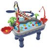Juego multifuncional de juguete de pesca magnético eléctrico para niños con escalada de pingüino (azul)