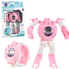 3 piezas de reloj electrónico para niños, reloj de juguete con robot de deformación de dibujos animados (rosa)