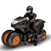 Motocicleta de control remoto de 2.4G, a la deriva, giratoria, de alta velocidad, con seguimiento lateral, motocicleta todoterreno (negro naranja)