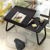 Cama Mesa elevadora de cuatro velocidades Escritorio plegable para computadora portátil Dormitorio ajustable Mesa perezosa con portavasos, Tamaño: 55x32x25cm (Cable de oro negro)