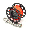 Dispositivo de liberación de cuerda para boya de buceo con doble gancho y carrete de aluminio de aviación KEEP DIVING, color: negro de 30 m