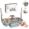 Casa de juegos para niños Ciclo eléctrico educativo Estación de pesca giratoria Juego de agua de verano Juego de juguetes, Color: Verde 6 patos