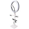 Soporte telescópico de ajuste telescópico para tableta de escritorio con marco en vivo, especificación: K07 de tres asientos con luz de relleno (blanco)