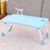 Mesa de computadora plegable USB con ventilador y lámpara, Tamaño: 60x40x28cm (Sky Blue)