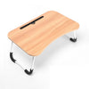 Mesa de computadora plegable USB con ventilador y lámpara, Tamaño: 60x40x28cm (nuez)