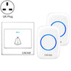 CACAZI H10 1 para 2 timbre de música inalámbrico para el hogar sin batería, enchufe: enchufe del Reino Unido (blanco)