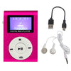 512M+Auricular+Cable Mini Lavalier Metal MP3 Reproductor de música con pantalla (Rosa)