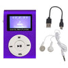 512M+Auricular+Cable Mini Lavalier Metal MP3 Reproductor de música con pantalla (Púrpura)